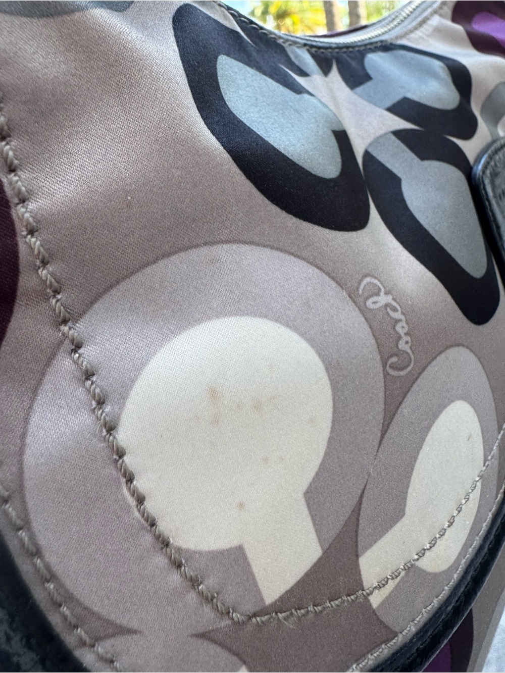 Coach Purple, Black and Gray Signature Shoulder Bag - Picture 15 of 16